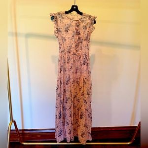 NWT Maje Ruffle-trimmed Printed Cotton-color Maxi Dress Pink US Size M